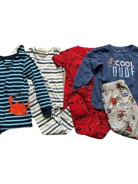 Toddler Boy Pajamas Footies Long Sleeve Short Sleeve Sets Fleece Cotton Size 4T